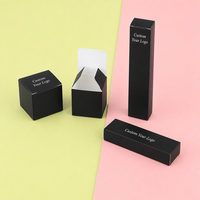 Boîte pliante carrée noire mate personnalisée, boîte tube mince, intérieur blanc, emballage CMYK pour cosmétiques et produits de beauté