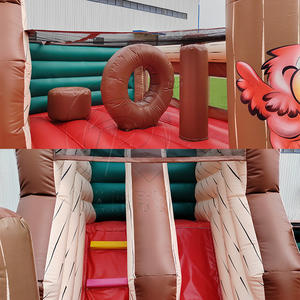 Château gonflable géant personnalisé en PVC imitation bois avec toboggan pour fêtes et jeux d'enfants - Product Image 4