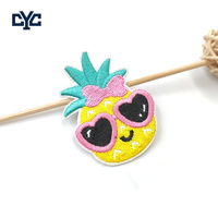 Patchs en tissu brodés tendance à motifs de dessins animés, mignons, sur le thème des fruits d'été hawaïens (citron, ananas) avec lunettes de soleil