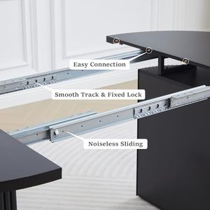 Mesa de Comedor Extensible de Diseño Moderno <span class=keywords><strong>y</strong></span> Personalizado con Base Acanalada para Cocina <span class=keywords><strong>y</strong></span> Comedor - Product Image 5
