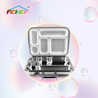 Boîte à lunch portable sans BPA Aohea, 5 compartiments, réutilisable, en acier inoxydable 304, étanche, bento pour les enfants à l'école