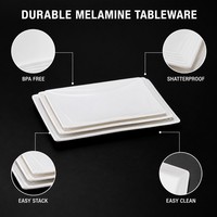 Assiette rectangulaire empilable en mélamine, vaisselle d'hôtel