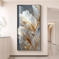 Peinture murale en porcelaine cristalline 3D, design moderne, feuille beige dorée, décoration de la maison, salon, art mural