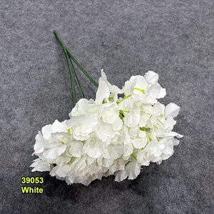 Flores Artificiales de Hortensia de Bajo Costo, 5 Cabezas, Color Blanco, Rosa Claro, Azul y Verde, Sin Hojas, para Decoración de Bodas y Eventos - Product Image 2