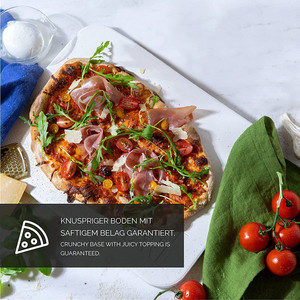 Deslizador de <span class=keywords><strong>pizza</strong></span> crujiente de estilo italiano, piedra para hornear de aluminio y cordierita con cortador, herramientas de madera para <span class=keywords><strong>pizza</strong></span> en caja - Product Image 6