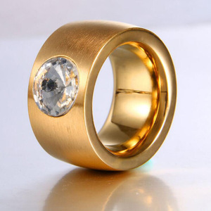 Stainless Steel Men's <b>Ring</b> 14MM Round <b>Crystal</b> Tension Setting Geometric Fashion Jewelry Gift - Product Image 3