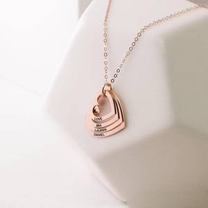 Gioielli in acciaio Best Friend Collane Personalizzato Oro Argento Oro Rosa Delle Donne Hollow Pendente Del Cuore Inciso Nome Stack Collana - Product Image 3