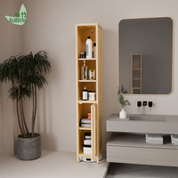 Armoire haute et étroite du sol au plafond, porte simple, organisateur de rangement en bambou pour appartement, couloir, salon, meuble