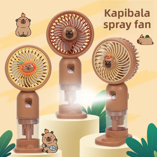 Hydrating Device Cartoon Water Spray Fan USB Charging Mini Fans Humidifier Small Refreshing Handheld Fan