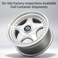 Jantes Flowtone JDM Retro Stance 17x8.5 Argentées à Lèvre Usinée et Rivets Dorés 4x100/114.3 pour Voitures Tunées Honda Toyota