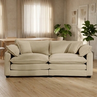 Canapé modulaire de luxe Mikibama 80 pouces en tissu velours côtelé moderne, gain de place, pieds en bois, deux places, avec accoudoirs et coussin décoratif