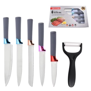 Ensemble de couteaux de cuisine en acier inoxydable avec manche en plastique, ensemble de couteaux de cuisson, ensemble de couteaux de chef avec bloc de rangement, vente en gros - Product Image 1