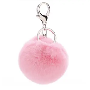 Venta directa del fabricante Diseño libre Bola de piel personalizada Puff Ball Fluffy Cute Faux Fur Pom Llavero