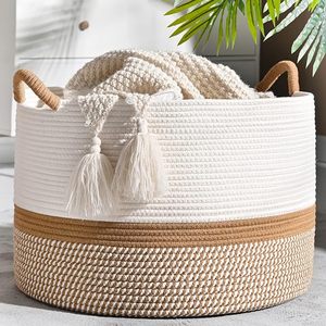 Cestas tejidas de gran venta <span class=keywords><strong>para</strong></span> almacenamiento <span class=keywords><strong>Cesto</strong></span> grande <span class=keywords><strong>para</strong></span> manta de sala de estar <span class=keywords><strong>Ropa</strong></span> sucia Cestas de lavandería - Product Image 1