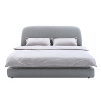 Ensemble de chambre à coucher moderne de style nordique, lit rembourré en tissu avec cadre en bois, tailles King et Queen, avec rangement extensible, vente en gros