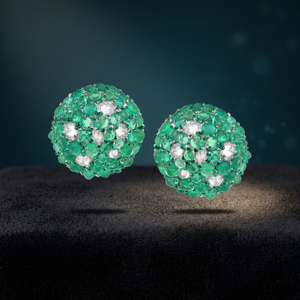 Green Round Cut <b>Moissanite</b> Diamond Cluster Stud <b>Earrings</b> 10K 14K 18K Gold 925 935 Sterling Silver Fine Jewelry - Product Image 1
