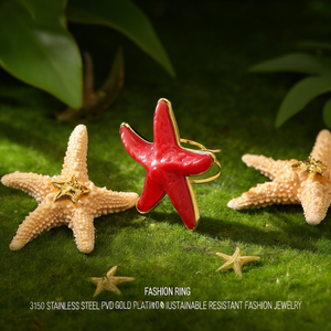 Starfish <b>Ring</b> 316L Stainless Steel PVD Gold Plating Sustainable Resistant Fashion Jewelry - Product Image 3