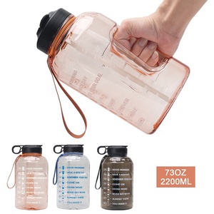 BPA Free Plastic 2.2L Half Gallon Gym Work Out bottiglia d'acqua motivazionale con Time Marker Straw Jug Fitness Bottle - Product Image 2