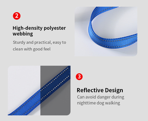 สายจูงสุนัขไนลอนสีเทาอ่อนแบบสะท้อนแสงสำหรับฝึกสุนัขเดินและวิ่ง - Product Image 6