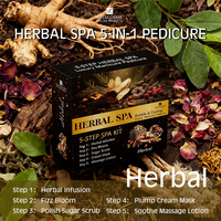 Kit de Pédicure Spa Détoxifiant Luxe aux Herbes 5 Étapes : Gommage au Sucre Effervescent aux Herbes, Crème Masque, Lotion de Massage et Traitement des Pieds