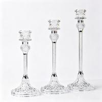 Ensemble de bougeoirs en verre transparent en gros, grands chandeliers à pilier, décoration de centre de table pour mariage, hôtel, fête