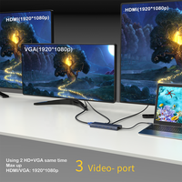 Double Hdtv 13 en 1 VGA PD USB C DATA Usb 3.0 2.0 SD TF Multi-fonction Type-c Usb Hub