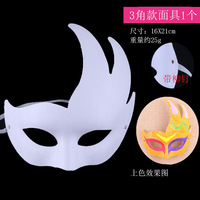 Masque de renard en papier pour enfants, à peindre soi-même, blanc, demi-visage, chat, visage complet, maquillage facial de l'opéra de Peking, fait main, DIY