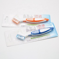 Brosses à dents ergonomiques portables à Double poils, brosses à dents multicouches pour le nettoyage des prothèses dentaires