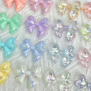 10 pièces AB couleur <span class=keywords><strong>acrylique</strong></span> brillant arc perles multicolore gros Kawaii plastique ruban nœud papillon perles fabrication de bijoux accessoires de bricolage - Product Image 1