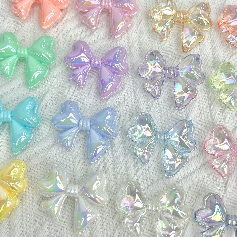 10pcs Luminous Iridescent Heart Beads Mixed