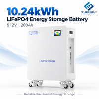 Système de stockage d'énergie domestique 10 kWh, batterie LiFePO4 51,2 V, batterie lithium 200 Ah pour applications d'énergie solaire