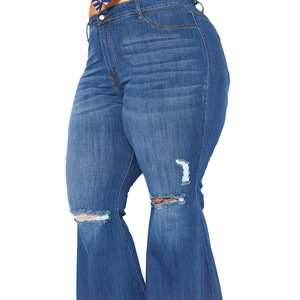 Elasticity Tight Fashion 5XL <strong>Sexy</strong> <strong>Jeans</strong> With Holes Girls Flare Woman Plus Size <strong>Jeans</strong> - Product Image 6
