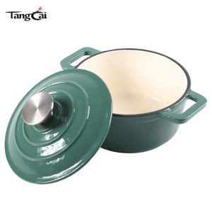 Olla Holandesa de <span class=keywords><strong>Hierro</strong></span> <span class=keywords><strong>Fundido</strong></span> <span class=keywords><strong>Esmaltado</strong></span> de 4QT, Colorida, Ecológica, Certificada como No Tóxica, con Doble Asa, Apta para Gas e Inducción - Product Image 1