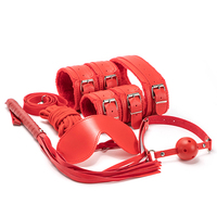 Ensemble de 6 pièces en PU pour la bondage, ensemble de bondage pour lit, jeu de flirt pour couples, produits sexuels pour adultes, kit de bondage SM, esclave sexuel, loup noir