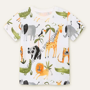 เสื้อยืดเด็กผ้าฝ้าย 100% เป็นมิตรกับสิ่งแวดล้อม - น้ำหนักเบาและระบายอากาศได้ดี แขนสั้น ลายพิมพ์สัตว์ - Product Image 3