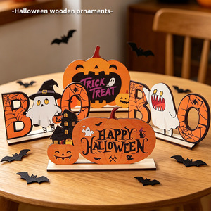 Letrero de <span class=keywords><strong>madera</strong></span> al por mayor para Halloween, fantasma, calabaza, truco o trato, centro de mesa, soporte decorativo, decoración de Halloween para el hogar. - Product Image 3