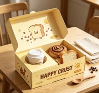 Boîte en papier personnalisée à compartiments multiples avec porte-gobelet pour emballage à emporter pour boulangerie, café, service de livraison de repas