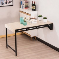 Ensemble de table à manger murale moderne pliable et extensible avec pieds en métal et plateau en bois pour la maison, l'appartement, l'hôtel, meubles de salle à manger