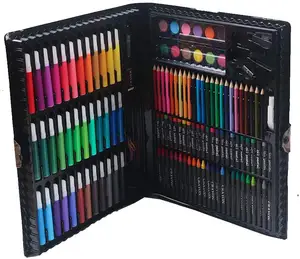 crayon de couleur marqueur Suppliers-Ensemble de dessin en acrylique 150 pièces, boîte artistique à dessin avec Crayons à l'huile, marqueurs de couleur, brosse de peinture, gâteaux en aquarelle