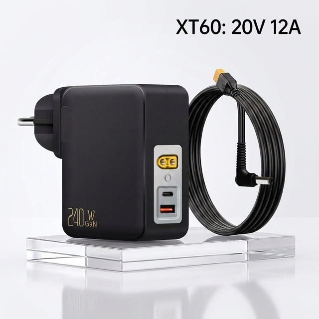 Germany Eu Wall Plug 3 Port Type c Usb Xt60 20v 12a 240W PD 3.1 GaN Fast Charger for dell Laptop Ac Power Supply Adapter
