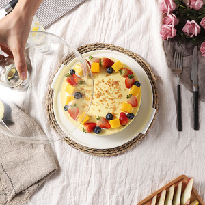 Hoogwaardige transparante glazen deksel keramische taartplateau bakplaat fruit schaal brood afternoon tea presentatiestand - Product Image 3