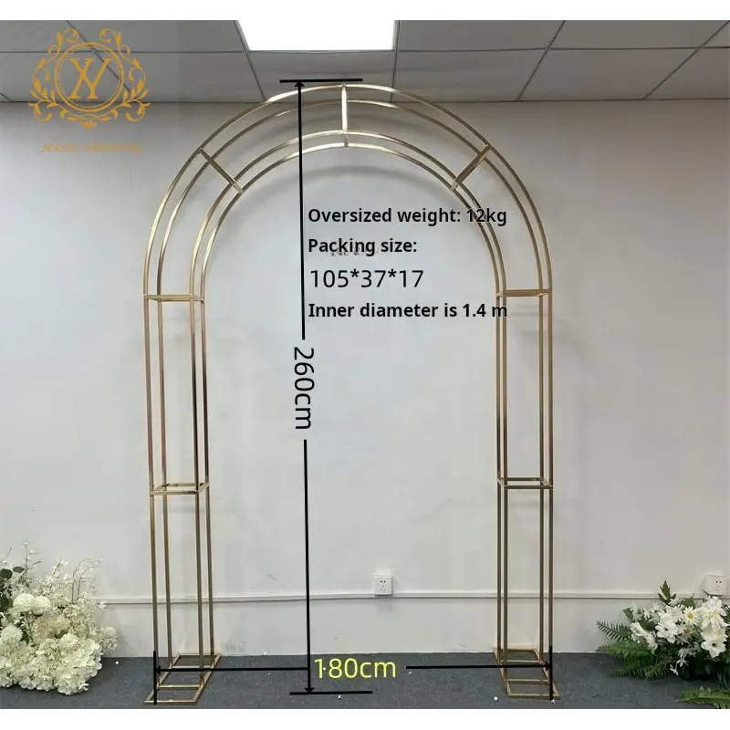 High Quality Metal Arch Gold Iron Wedding Arch Backdrop Flower Arch Stand For Party Event Wedding Decoration