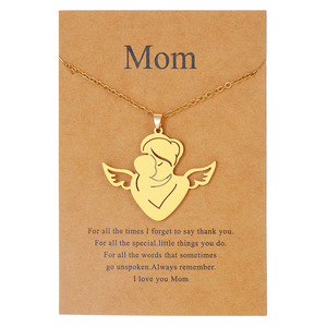 MECYLIFE Nouveau <span class=keywords><strong>Collier</strong></span> Bébé Maman en Acier Inoxydable, Bijou de Protection, Cadeau Fête des Mères, Bijou Maman - Product Image 1