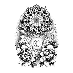 Autocollants de <span class=keywords><strong>tatouage</strong></span> en papier inspirés de jus de plantes, motifs Mandala, Pivoine, Lune Crescente, <span class=keywords><strong>Nuages</strong></span> Auspicieux, impression par transfert à l'eau, luxe - Product Image 4