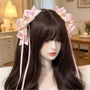 Lindo pasador de pelo con forma de lazo para niña, estilo princesa, delicado accesorio para el cabello, diadema rosa, pasador lateral con cinta. - Product Image 3