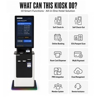 Kiosque d'enregistrement express pour hôtel avec écran tactile, scanner de passeport et d'identité, distributeur de cartes RFID, intégration PMS transparente, OEM