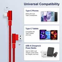 Câble de charge rapide USB-A vers USB-C à double angle droit de 90 degrés SDL Factory 18W, cordon tressé en nylon, 1M 2M 3M
