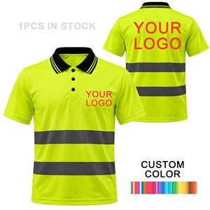 Polo ad Alta Visibilità a Maniche Corte Verde Fluorescente Traspirante ad Asciugatura Rapida per Edilizia e Lavori Estivi all'Aperto - Product Image 1