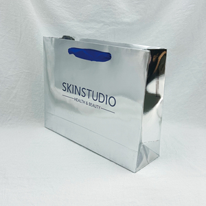 Tùy chỉnh in logo sang trọng Boutique Túi mua sắm giấy kim loại bạc Ribbon xử lý cho quần áo giày bán buôn túi quà tặng - Product Image 3