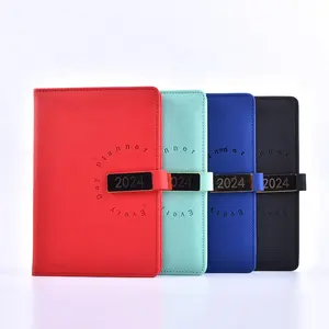 2024 New Products Agendas Modernas 2024 Leather Notebook Planner With Magnet Buckle Magnetic